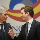 Adolfo Suárez Illana y Pablo Casado, en octubre, en la presentación de la Fundación Concordia y Libertad.