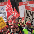 Los trabajadores de Coca-Cola de Fuenlabrada se concentraron en la madrileña Puerta del Sol.