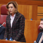 La procuradora Alicia Gallego, junto a Luis Mariano Santos, en el Pleno de las Cortes. ICAL