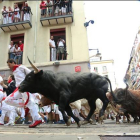 Un momento del segundo encierro, con toros de la ganadería El Tajoy y La Reina, este miércoles.