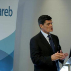 El presidente de la Sareb, Jaime Echegoyen, durante una rueda de prensa ofrecida en Madrid.
