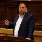 Oriol Junqueras en el Parlament.