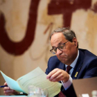 El presidente de la Generalitat, Quim Torra, en una reunión del gobierno catalán. ALEJANDRO GARCÍA