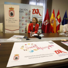 José Miguel Nieto, Carolina López y Óscar Martínez ayer durante la presentación del proyecto de la Sendas Maragatas. MARCIANO PÉREZ