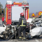 Accidente de tráfico con una persona fallecida en Palma del Río (Sevilla), el pasado enero.