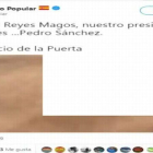 Captura del vídeo de la cuenta oficial del PP en Twitter en el que un niño pide a los Reyes Magos la desparición de Pedro Sánchez.