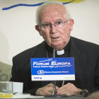 Cañizares, arzobispo de Valencia, durante su intervención en el Fórum Europa Tribuna Mediterránea, este miércoles.