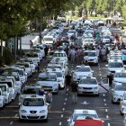 Protesta de los taxistas en Madrid durante la huelga de hace unos días. J. J. GUILLÉN