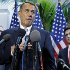 El presidente de la Cámara de Representantes, el republicano John Boehner, atienda a los medios, el martes en el Capitolio.