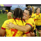 Sidorella Bracic celebra el triunfo de España frente a Kenia en el WXV3 de World Rugby. RFER