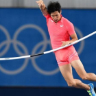 Hiroki Ogita, en el salto en el que no pudo superar el listón.