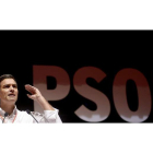 El secretario general del PSOE, Pedro Sánchez, durante su intervención en el congreso extraordinario que el PSCyL celebró ayer en Valladolid.