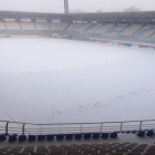 La imagen recoge el estado en el que se encuentra el Reino de León tras las nevadas de ayer.