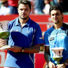 Ferrer en la entrega de trofeos junto a Wawrinka.