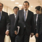 Mariano Rajoy con Alfonso Alonso y la ministra de Empleo, Fátima Báñez.