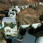 Soldados holandeses en un convoy de la ONU en dirección a Lukavac (Bosnia), el 28 de febrero de 1994.