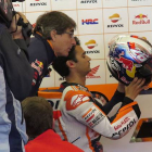 Dani Pedrosa se prepara para reaparecer en el Mundial sobre su Honda RC213V en el circuito de Le Mans.