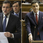 El presidente del Gobierno, Mariano Rajoy, y el líder del PSOE, Pedro Sánchez.