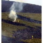 Brigadas forestales actuando en el incendio de Los Ancares.