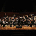 La banda de música de Cistierna en una reciente actuación en el auditorio de León. CAMPOS