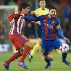 Messi no marcó frente al Atlético de Madrid pero le dio el pase de gol a Luis Suárez que dejaba la eliminatoria muy favorable para el FC Barcelona. ALEJANDRO GARCÍA
