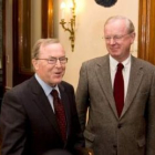 Martens y el presidente del Senado, De Decker, en su reunión de ayer
