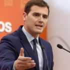 Albert Rivera en una comparecencia ante los medios de comunicación