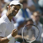 Novak Djokovic celebra un punto, en la final de Wimbledon ante Anderson. /