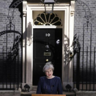 May, durante su declaración frente al 10 de Downing Street.