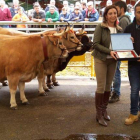 Momento en el que Ovidio Benéitez recibe los reconocimientos que consiguió el pasado fin de semana en la feria asturiana. DL