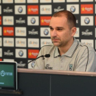 Carles Duran, en su primera rueda de prensa como nuevo entrenador del Divina Joventut.