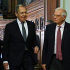 Josep Borrell en su visita a su homólogo ruso. RUSSIAN FOREIGN AFFAIRS MINISTRY