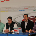 Severino Prieto, Óscar Álvarez, Miguel Ángel Fernández Cardo y Mario Rivas, ayer en el PSOE.