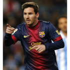 Messi celebra un gol con el Barça esta temporada.