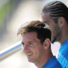 Messi, junto a Pinto, esta temporada.