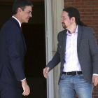 Pedro Sánchez y Pablo Iglesias, el pasado 7 de mayo en la Moncloa.