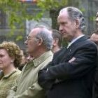 Begoña Errazti, Ardanza, Atutxa e Ibarretxe, durante la inauguración de la estatua de Sabino Arana