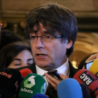 Puigdemont atiende a los medios de comunicación, este viernes