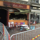El bar Reunión Cuba Libre, en Rouen (Francia), tras el incendio de la pasada noche.