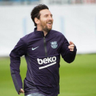 Leo Messi, en su retorno a los entrenamientos.