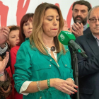 La candidata socialista, Susana Díaz, comparece ante la prensa tras conocer los resultados de las elecciones al Parlamento de Andalucía.