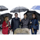 Enrique Saiz, Isabel Carrasco, Ángel Currás, Satoru Sato, Nava Castro y Gamallo, ayer en Santiago.