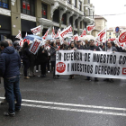 Protesta sindical del ramo del comercio en marzo de este año en el centro de León.