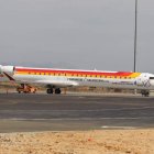 Avión de la compañía Air Nostrum que cubre la ruta León-Barcelona, en una imagen de archivo.