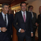 Javier Cepedano, Álvaro Díez, Antonio Garamendi, Santiago Aparicio y Javier Vega, antes de la comida con los empresarios
