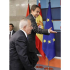 Zapatero y  Salam Fayed, antes de la rueda de prensa.