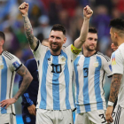 Leo Messi celebra la clasificación de la selección argentina para la final del Mundial de Catar tras vencer a Croacia por 3-0. VOGEL