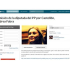 La web donde se recogen las firmas para pedir la dimisión de Andrea Fabra.
