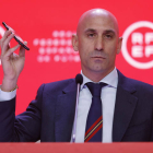 Luis Rubiales, presidente de la Real Federación Española de Fútbol, comparece ante los medios de comunicación. RODRIGO JIMÉNEZ