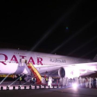 Un Airbus A380 de Qatar Airways, en el aeropuerto de Doha.